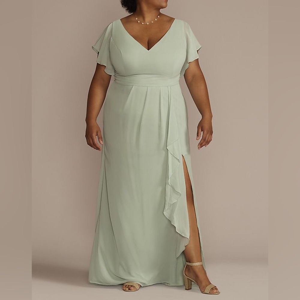 David’s Bridal | flutter sleeve bridesmaid dress with cascade